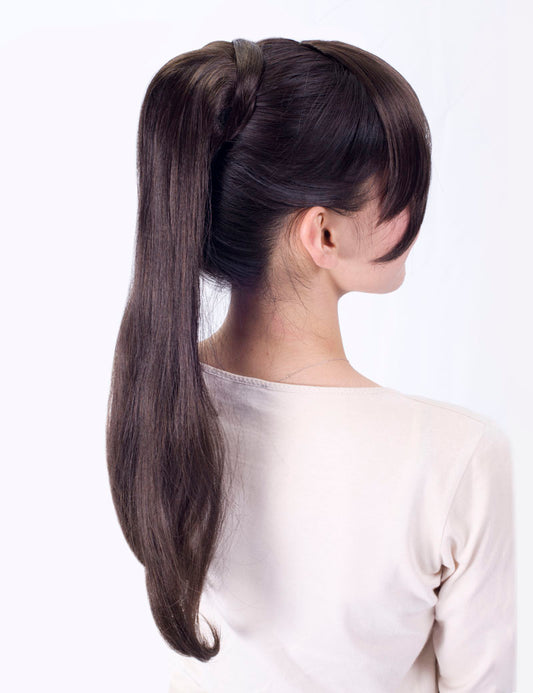 レディースファッション W-8301A ポニーテール オリジナルポイント ウィッグ ダークブラウン ヘアピース ウィッグ 合成繊維