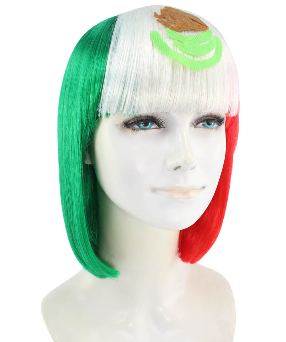 ハロウィンパーティープレミアムレディース Flag-002 ボブウィッグ マルチカラー ファンシーキャラクターファッションウィッグ ソフト合成繊維