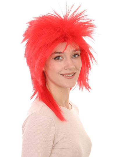 Wigs2you ハロウィン パーティー プレミアム H-1305 簡単に着用でき 快適なフィット感 80 年代女性レッド ロッカー スタイルウィッグ