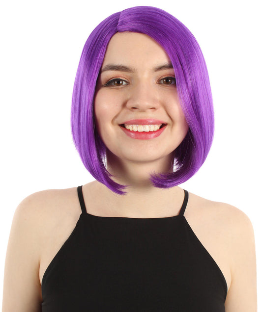 女性用ショルダーレングスフラッパーウィッグ パープル H-5375_10 合成繊維ヘア ハロウィンパーティーウィッグコレクション