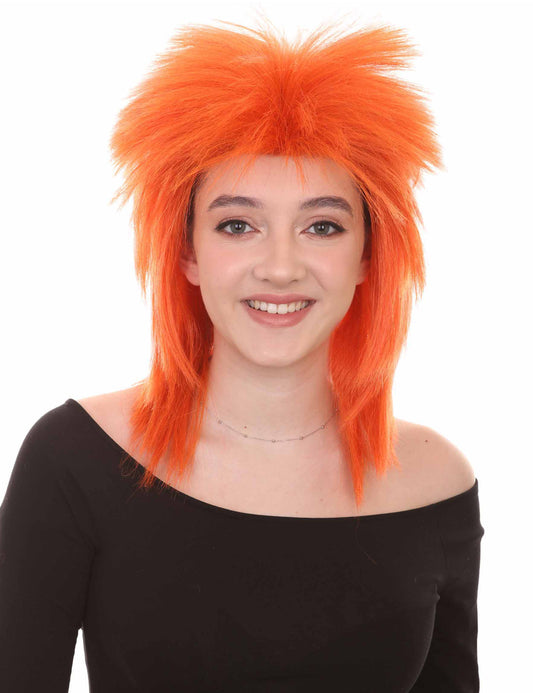 Wigs2you ハロウィン パーティー プレミアム H-1309 簡単に着用でき 快適なフィット感 80 年代女性ダークオレンジ ロッカー スタイルウィッグ