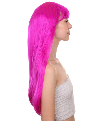 ロングボブネオンフューシャ女性用ウィッグ H-3362 華やかなパーティーイベント準備完了のハロウィンウィッグ プレミアム通気性のあるキャップレスキャップ