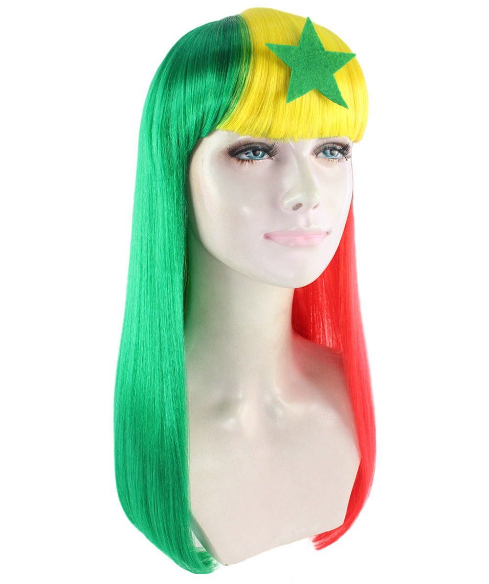 ハロウィンパーティープレミアムレディース Flag-003  マルチカラー ファンシーキャラクターファッション ロングウィッグ ソフト合成繊維