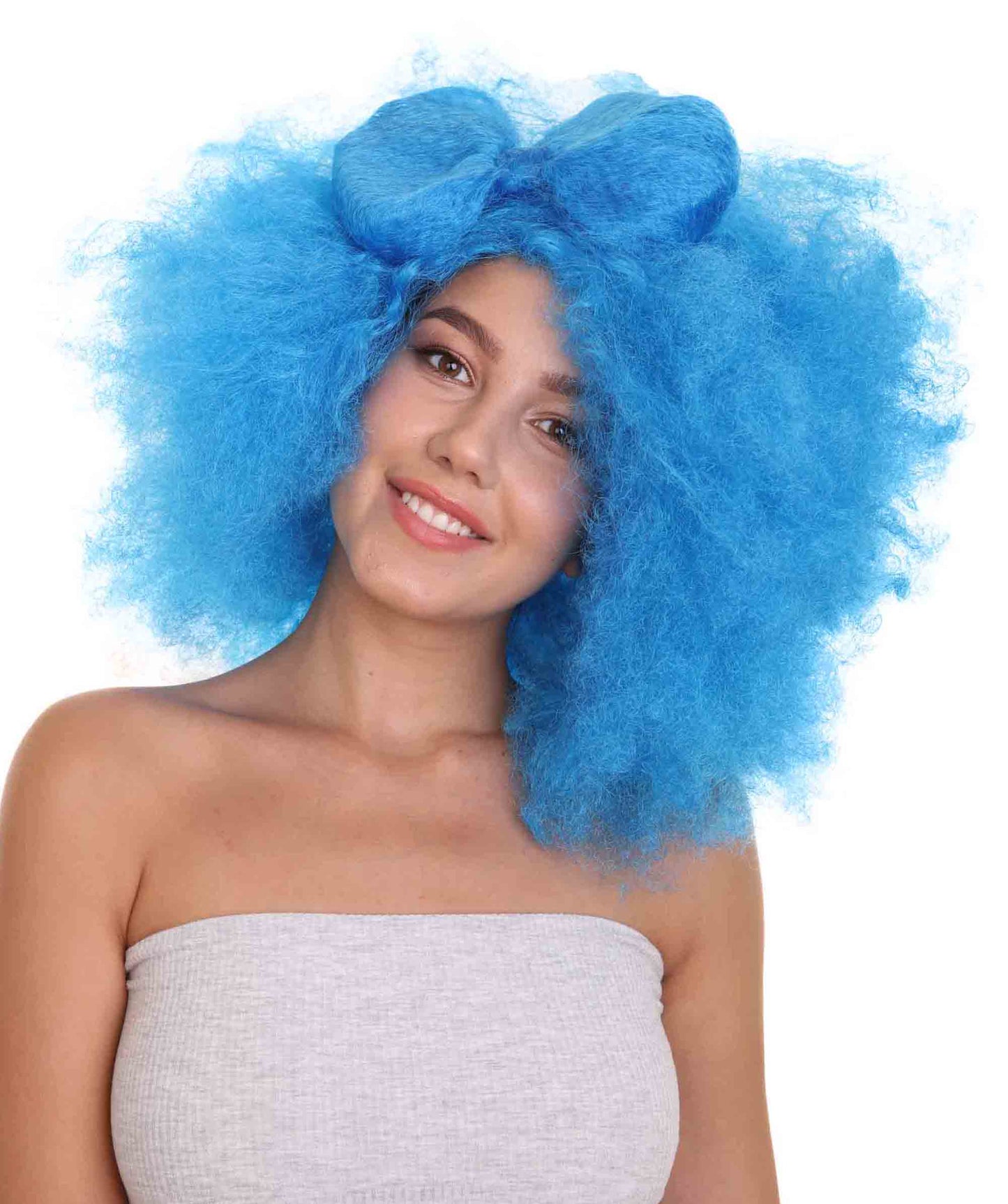 Wigs2you ハロウィン パーティー プレミアム レディース H-1240 着けやすい 快適なフィット感 ブルー アフロ スモール ボウウィッグ
