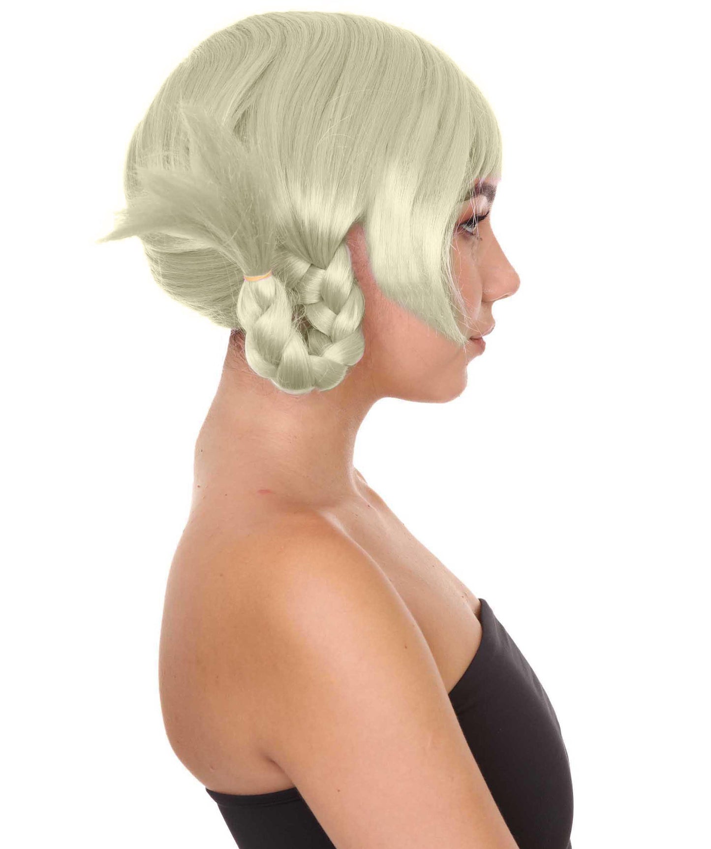 ピッピブラウンガール女性用ウィッグ H-1649 編み込みコスプレハロウィンウィッグ プレミアム通気性キャップレスキャップ