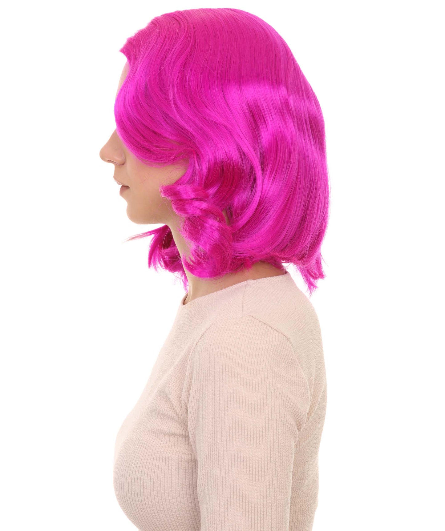Wigs2you ハロウィン パーティー プレミアム レディース H-1155 とても快適なネオン フューシャ カーリー レディ ウィッグ