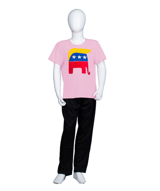 子供用 JCO-176(Kids)_5 エレファント プレジデント ヘア スタイル Tシャツ ピンク コスプレ コスチューム