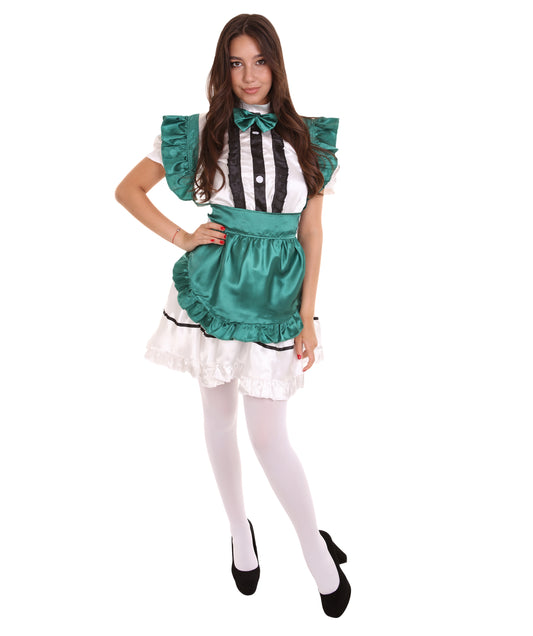 女性用 JCO-326_9 アニメ コスプレ フレンチメイド ファンシー ドレス ダークグリーン コスプレ コスチューム