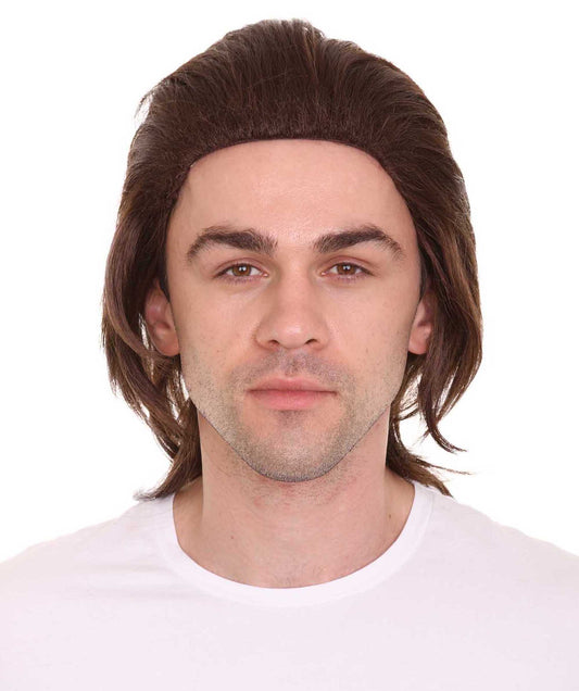 Wigs2you ハロウィン パーティー プレミアム メンズ H-648 70年代 ブラウンカラーウィッグ 口ひげ付き