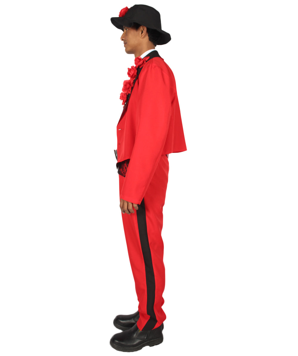 男性 JCP-101 のデイ・オブ・ザ・デッド セニョール 赤と白のコスプレコスチューム