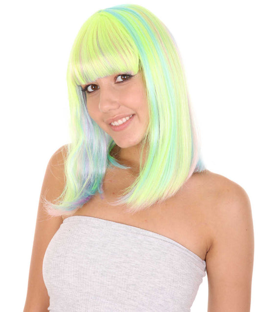 Wigs2youハロウィンパーティープレミアムレディースH-1976 美しい見た目のレインボーボブウィッグ