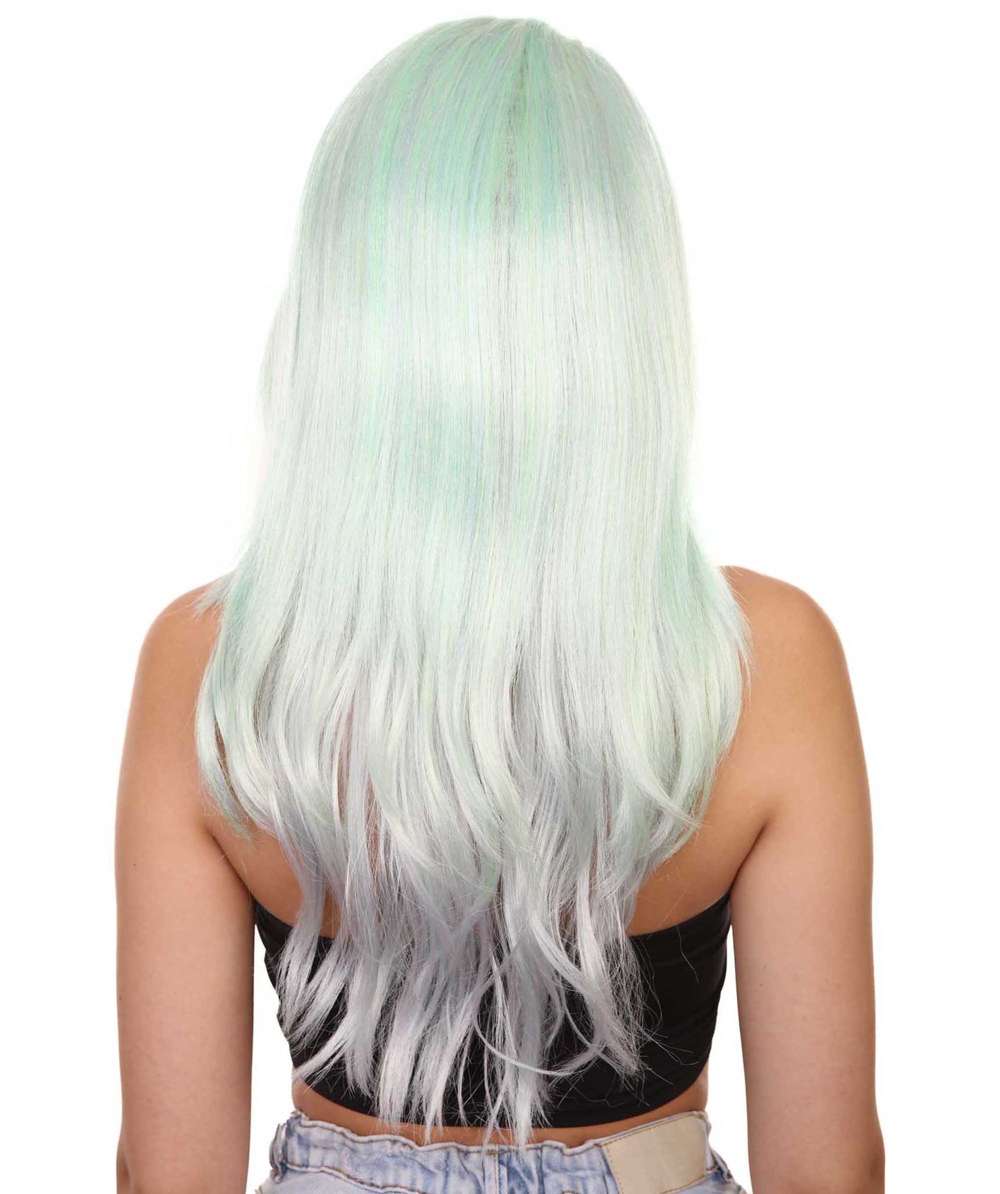 プレミアムハロウィンパーティーレディ H-5413 ロングレングス ハロウィン メイクアップアーティストインフルエンサーウィッグ ライトブルー