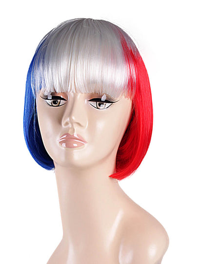ハロウィンパーティープレミアムレディース Flag-002 ボブウィッグ マルチカラー ファンシーキャラクターファッションウィッグ ソフト合成繊維