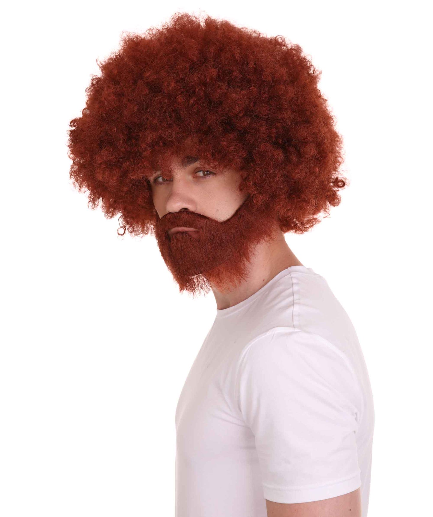 大人 男女兼用 80年代 画家風 アフロウィッグ 顎髭と口髭セット オーバーン H-5131 シンプルでクラシックなセレブコスチューム プレミアムハロウィンウィッグ