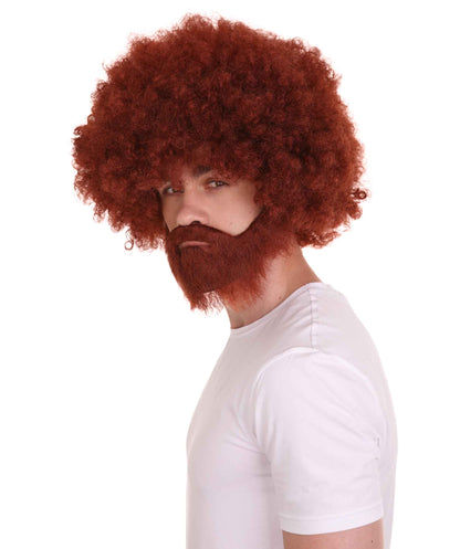 大人 男女兼用 80年代 画家風 アフロウィッグ 顎髭と口髭セット オーバーン H-5131 シンプルでクラシックなセレブコスチューム プレミアムハロウィンウィッグ