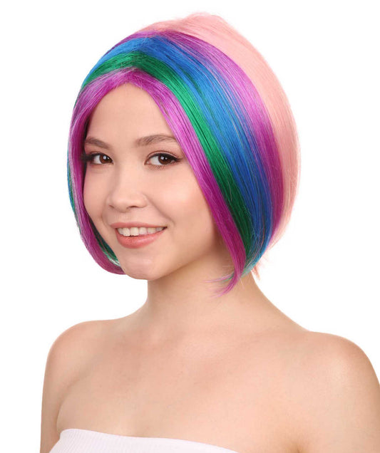 ショートレインボーウィッグ H-2590 ソフト合成繊維 女性らしい魅力 美しいウィッグを作る芸術
