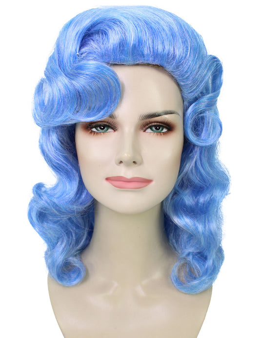 Wigs2you ハロウィンパーティ プレミアムレディース ヴィンテージブルーカーリーウィッグ H-5741