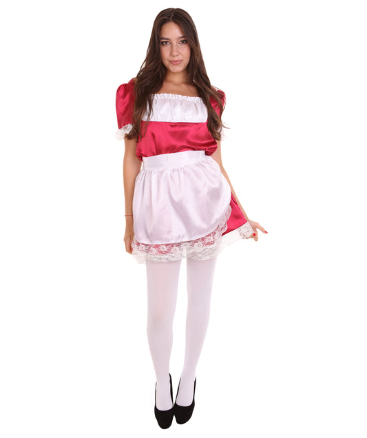 女性用 JCO-343_16 伝統的なメイドユニフォーム ダークレッド コスプレ コスチューム