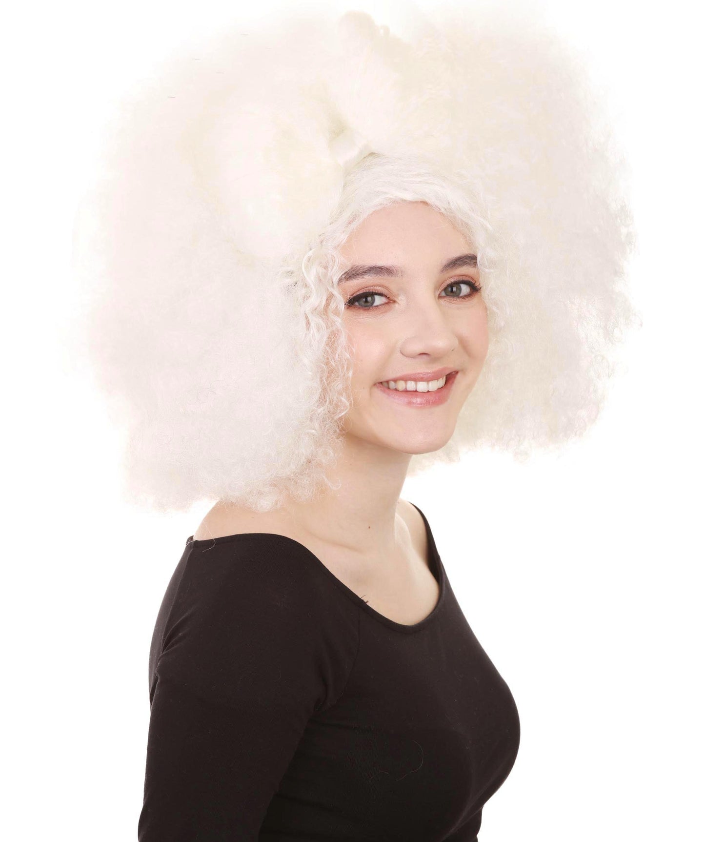 Wigs2you ハロウィン パーティー プレミアム レディース H-1249 着けやすい 快適なフィット感 ホワイト アフロ スモール ボウウィッグ
