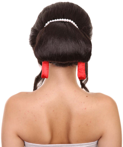 プレミアムハロウィンパーティーレディ H-5463 ミディアムレングス デーモンキングウィッグ ブラック