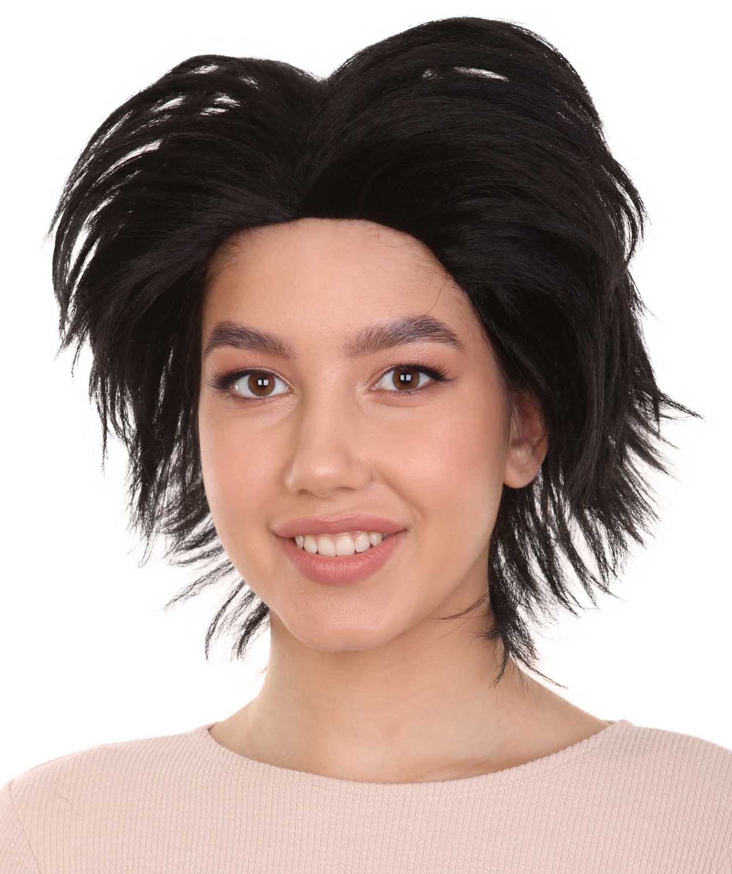 ミス・シザーハンズ コスプレウィッグ H-4055 ブラックショートキャラクターウィッグ プレミアム通気性キャップレスキャップ