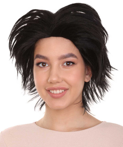 ミス・シザーハンズ コスプレウィッグ H-4055 ブラックショートキャラクターウィッグ プレミアム通気性キャップレスキャップ