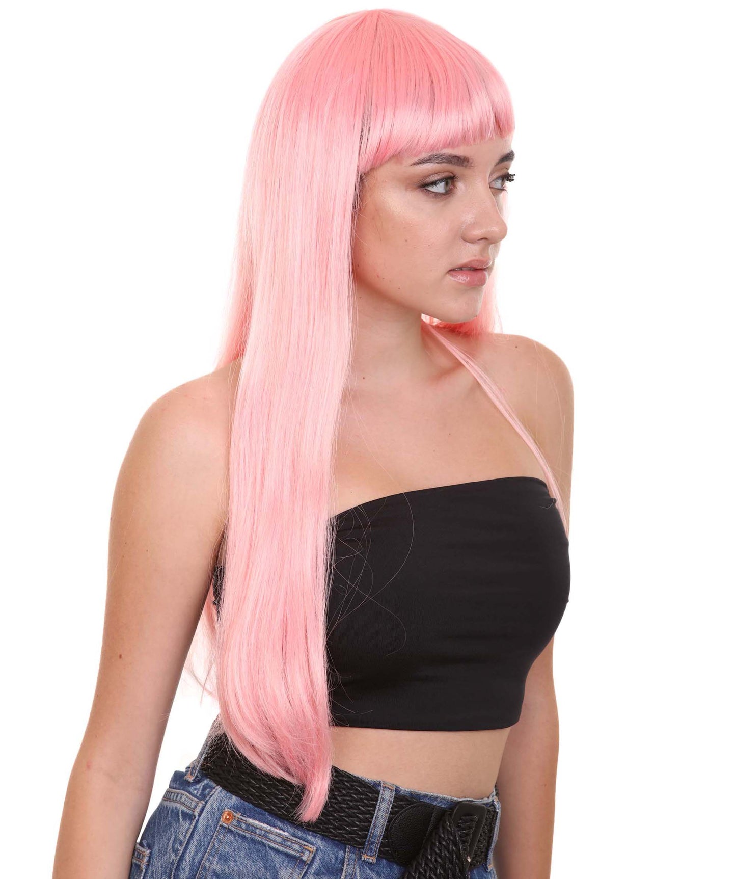 ロングボブコーラル女性用ウィッグ H-3347 華やかなパーティーイベント準備完了のハロウィンウィッグ プレミアム通気性のあるキャップレスキャップ