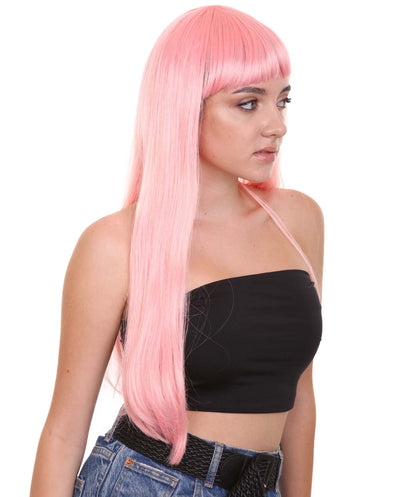 ロングボブコーラル女性用ウィッグ H-3347 華やかなパーティーイベント準備完了のハロウィンウィッグ プレミアム通気性のあるキャップレスキャップ