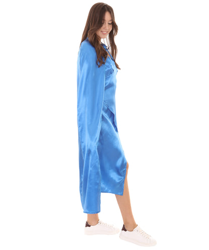 女性 JCP-124 のスローンズ・ドラゴンクイーン ブルードレスとクローク コスプレコスチューム