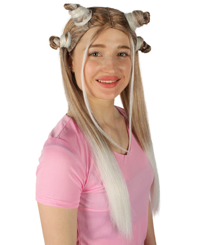 女性用 H-5840 セレブリティ オンブル ブロンド ウィッグ I ハロウィンに最適 難燃性合成繊維