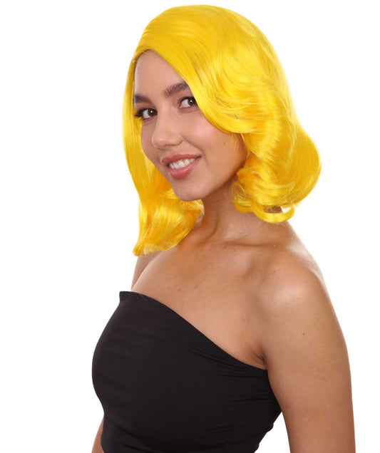 Wigs2you ハロウィン パーティー プレミアム 簡単に着用できる H-1126 とても快適なイエロー カーリー レディ ウィッグ