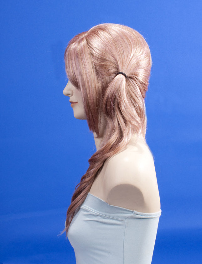 レディースファッション W-723 ロングウェーブ グレーパープル コスプレファンシーパーティーウィッグ