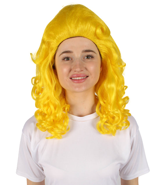 女性用トロールロングカーリーウィッグ イエロー H-5247_YL ファンシースタイル プレミアムハロウィンパーティーウィッグコレクション