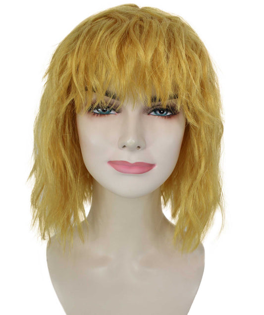 女性用 肩までの長さの前髪つき ウェービーコスプレウィッグ 金色 H-5229_6 ファンシースタイル プレミアムハロウィンパーティーウィッグコレクション