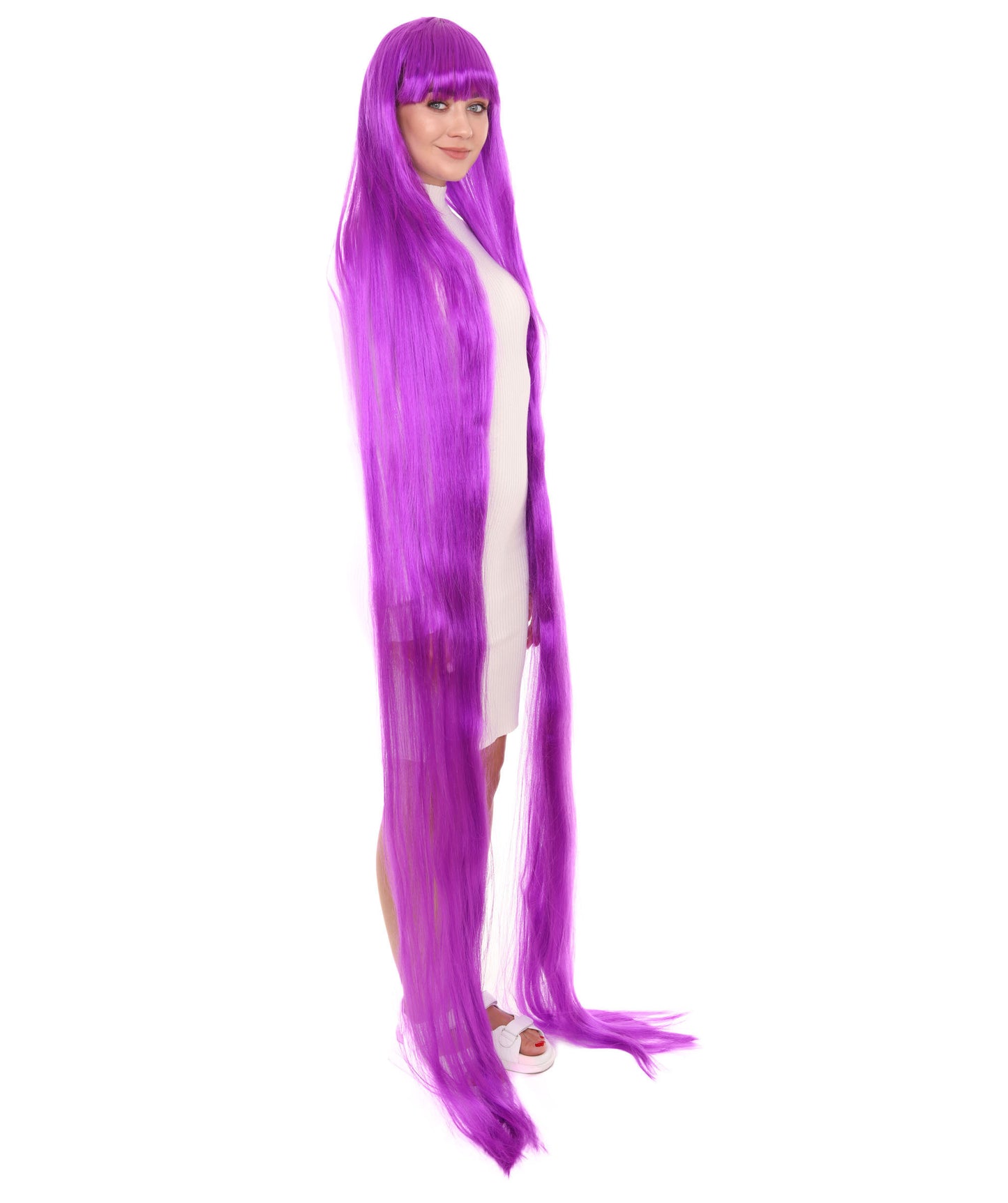 70エクストラロングネオンパープル女性用ウィッグコレクション H-3262 華やかなハロウィンウィッグ プレミアム通気性のあるキャップレスキャップ