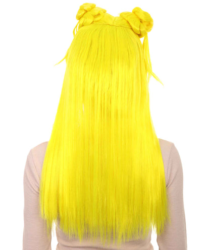Wigs2you ハロウィン パーティー プレミアム レディース H-1225 快適なフィット感 ネオンイエロー アジアン プリンセス ウィッグ