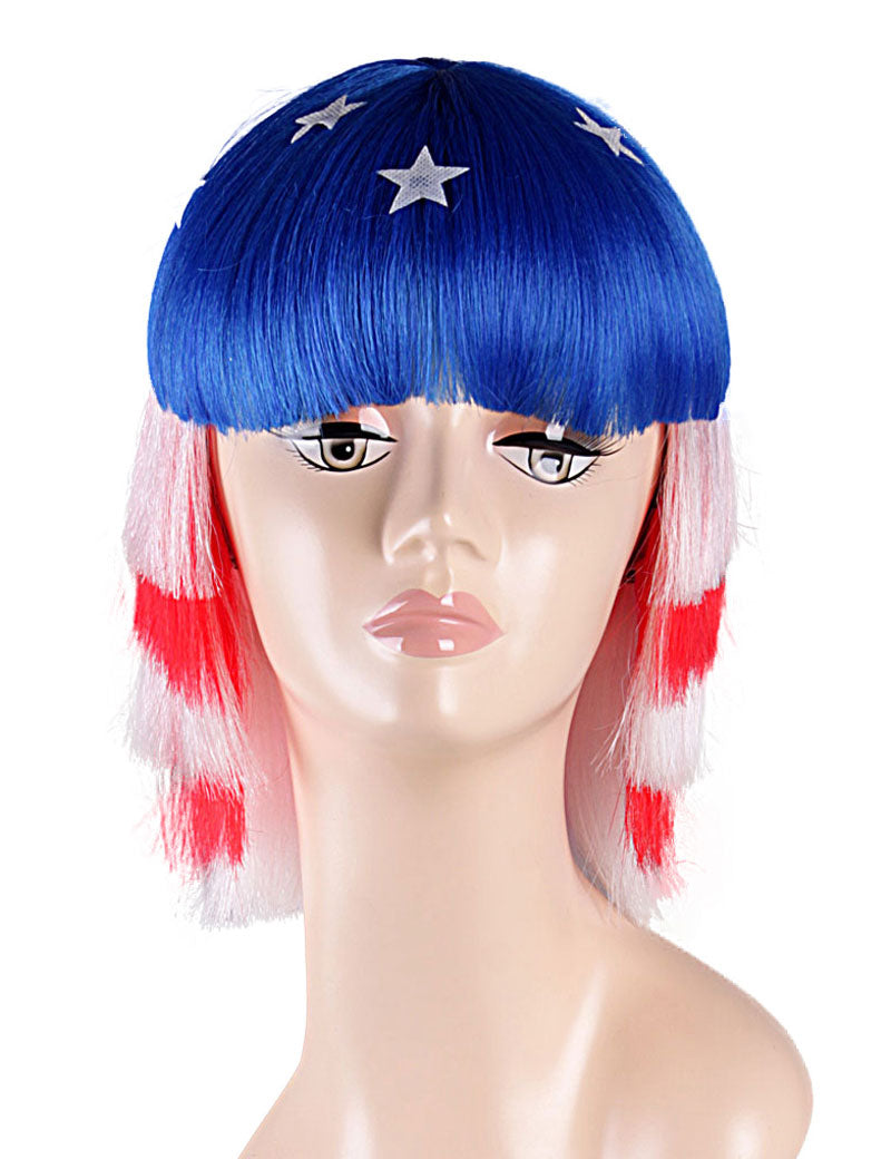 ハロウィンパーティープレミアムレディース Flag-002 ボブウィッグ マルチカラー ファンシーキャラクターファッションウィッグ ソフト合成繊維