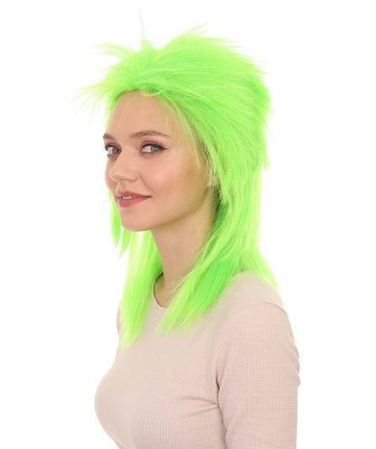 Wigs2you ハロウィン パーティー プレミアム H-1312 簡単に着用でき 快適なフィット感 80 年代女性ライム ロッカー スタイルウィッグ