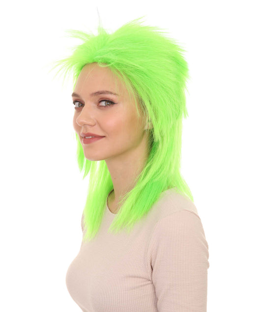 Wigs2you ハロウィン パーティー プレミアム H-1312 簡単に着用でき 快適なフィット感 80 年代女性ライム ロッカー スタイルウィッグ