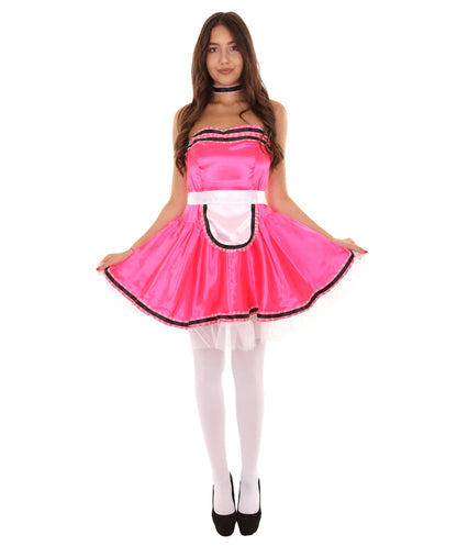 女性用 JCO-344_11 フレンチメイド制服コスプレ ダークピンクコスチューム