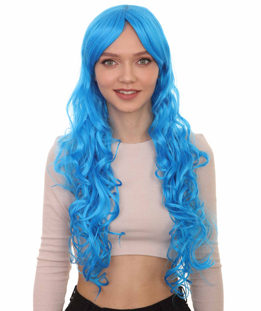 Wigs2you ハロウィンパーティ プレミアムレディース H-2038 着用しやすく とても快適 ロングカーリーブルーウィッグ あなたの美しさを引き立てる