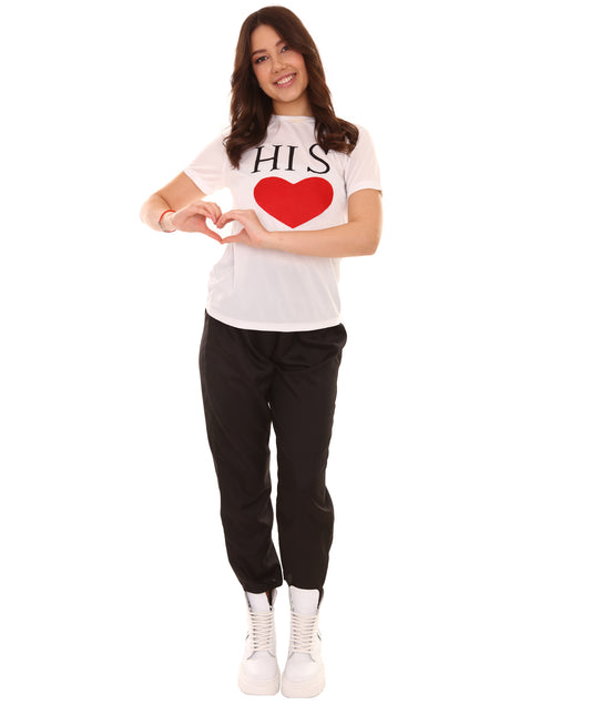 大人向け女性用 JCO-151 バレンタインデー マッチング カップル Tシャツ ホワイト コスプレ コスチューム