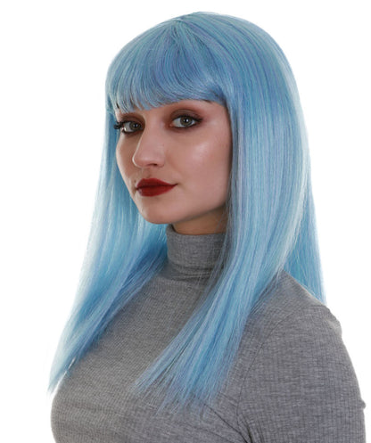 ハロウィンパーティープレミアム H-5293 女性用 アイシーブルー ストレート ショルダーレングス トレンディ ドリームシクルウィッグ ブルー