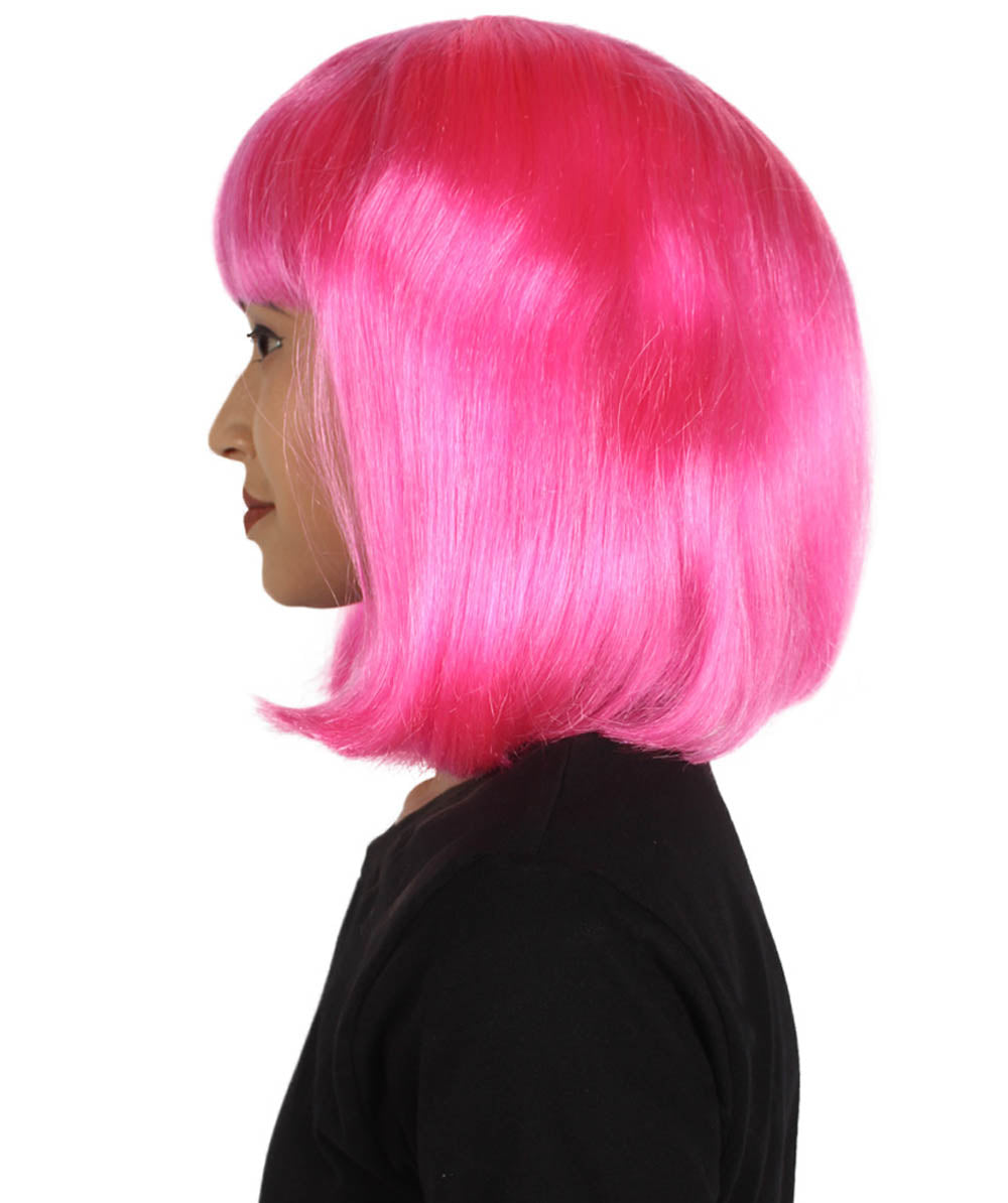 ピンク ボブ 女性用ウィッグ H-3579 パーティー準備済み ファンシーコスプレハロウィンウィッグ プレミアム 通気性の良い キャップレスキャップ