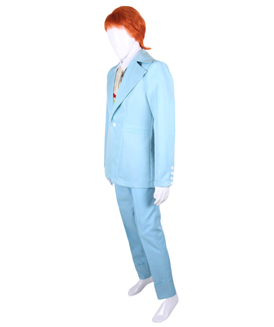 男性用 JCP-002 70'sロックスター スーツ コスチューム ディッキーとタイ付き プレミアム ライトブルー ハロウィンコスチューム
