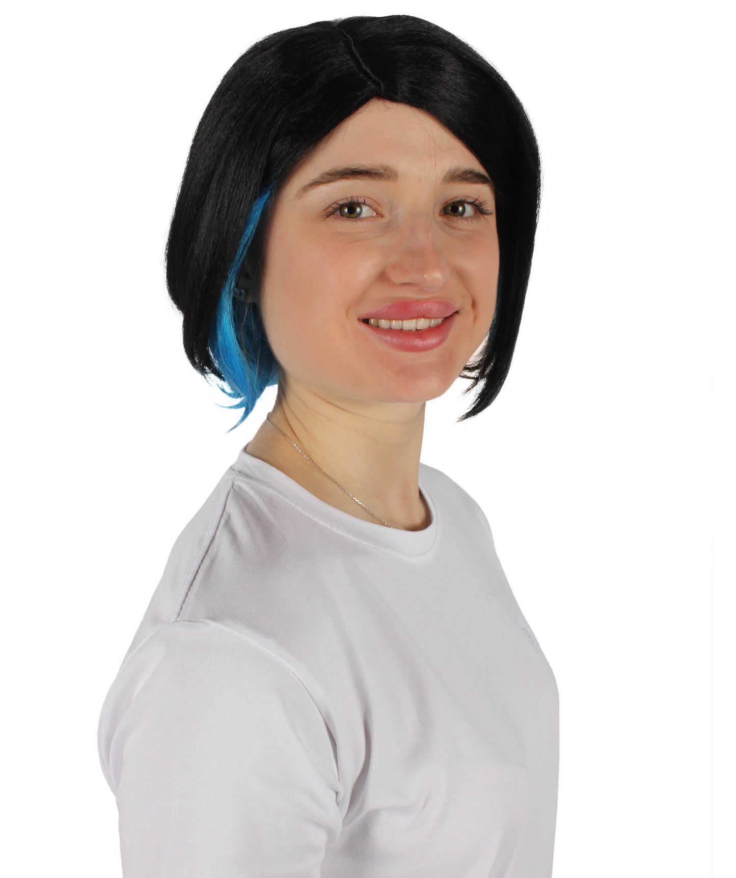 Wigs2you H-6920 マーキュリーウィッチ ブラック＆ブルー アニメ風ショートウィッグ（女性用）｜ハロウィンにぴったり｜難燃性合成繊維