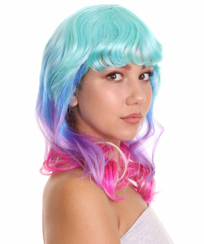 ハロウィンパーティープレミアム レディース H-5263 マルチレインボーミディアムウィッグ