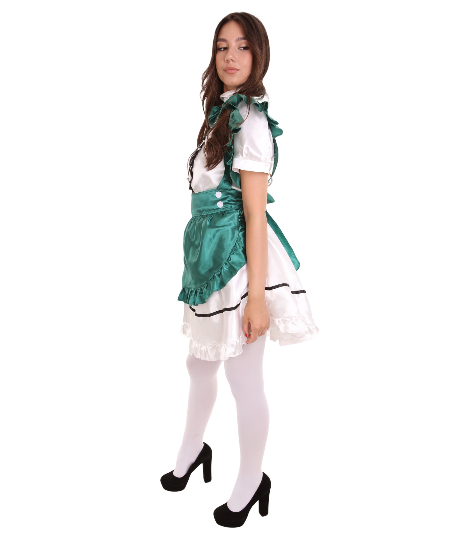 女性用 JCO-326_9 アニメ コスプレ フレンチメイド ファンシー ドレス ダークグリーン コスプレ コスチューム