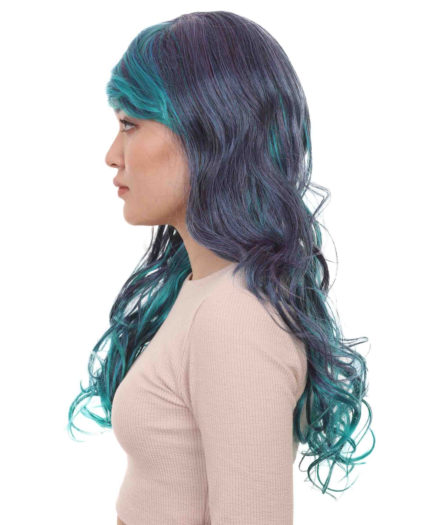 Wigs2youハロウィンパーティープレミアムレディースH-1994 美しい見た目のブレンデッドツートーンロングウェービーウィッグ