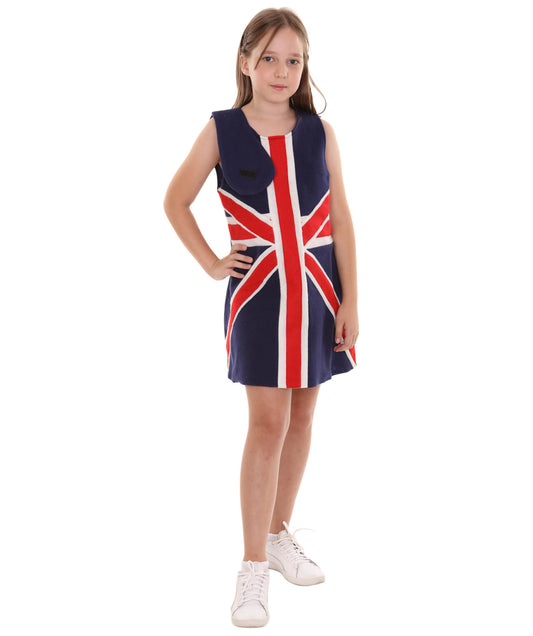 子供用女の子 JCO-191(Kids) パトリオティックな祝賀 イギリス フラッグ トロール ドレス スポーツ コスチューム パトリオティック コスプレ コスチューム